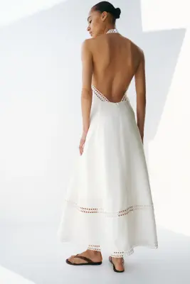 Robe dos nu en lin mélangé - Ivoire — photo 4