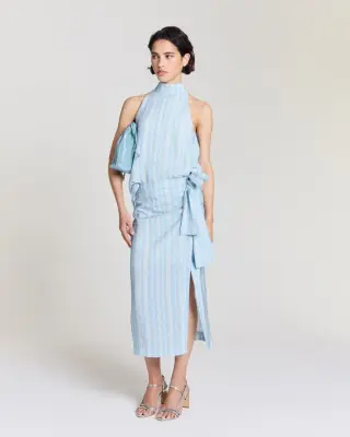 Top Arielle rayures onde fond bleu — photo 2