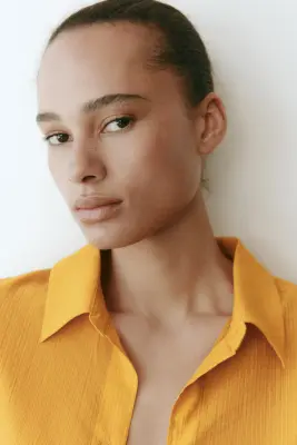 Chemise oversize froissée - Jaune foncé — photo 2