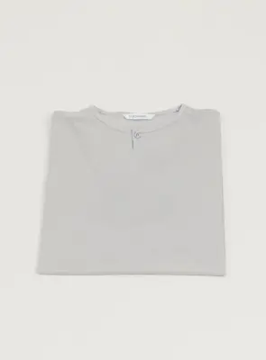 1 Button T-Shirt in Pearl Gray Eucalyptus & Cotton
