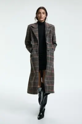 Manteau à fermeture droite - Gris foncé/carreaux — photo 1