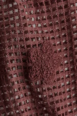Appliquéd cotton beach top - Marron foncé — photo 5