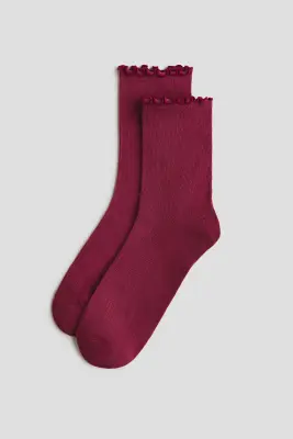 Lot de 3 paires de chaussettes volantées - Violet bruyère/nœuds — photo 2