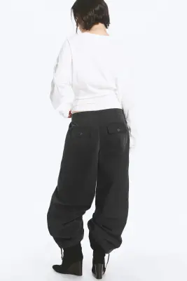 Pantalon bouffant cordon de serrage - Gris foncé — photo 5