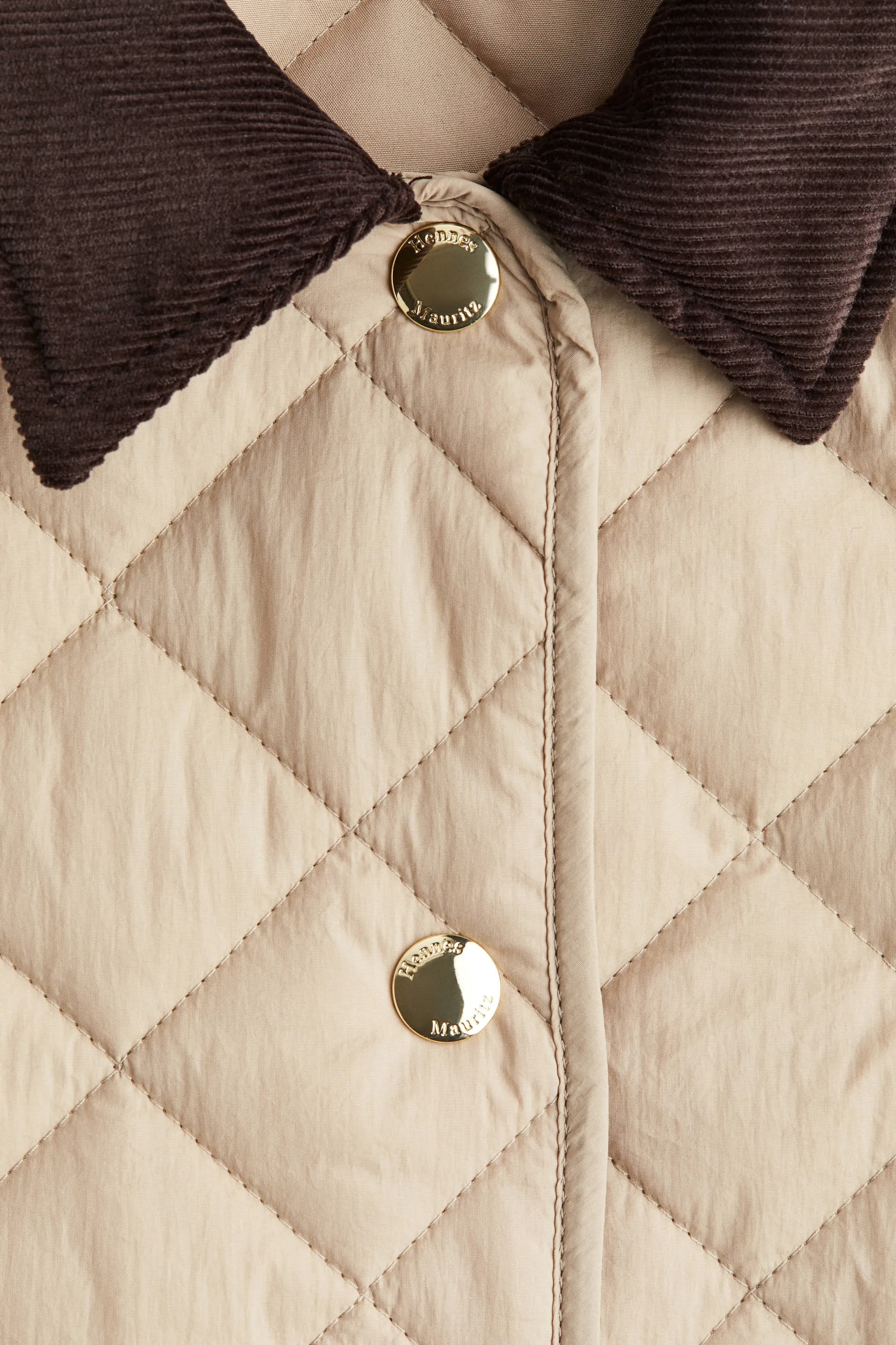 Veste matelassée avec col en velours côtelé - Beige