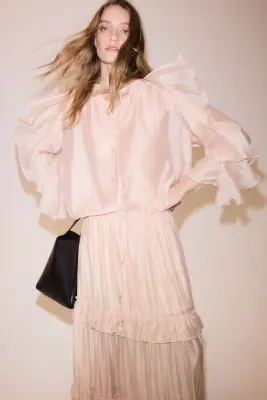 Blouse volantée - Rose clair — photo 2