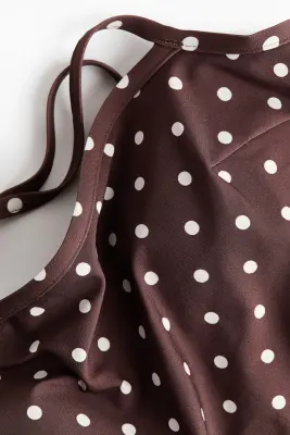 Maillot de bain paddé High Leg - Marron foncé/pois — photo 5