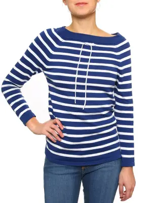 Pull marinière col bateau en coton bleu et blanc Prix boutique 135€ Taille 36 — photo 3