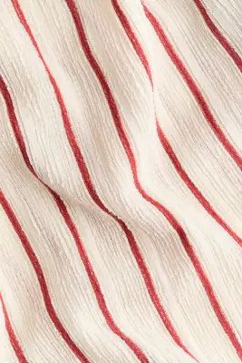 Robe froissée avec bretelles à nouer - Crème/rayé — photo 4