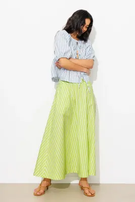 Jupe midi évasée rayée Femme — photo 3