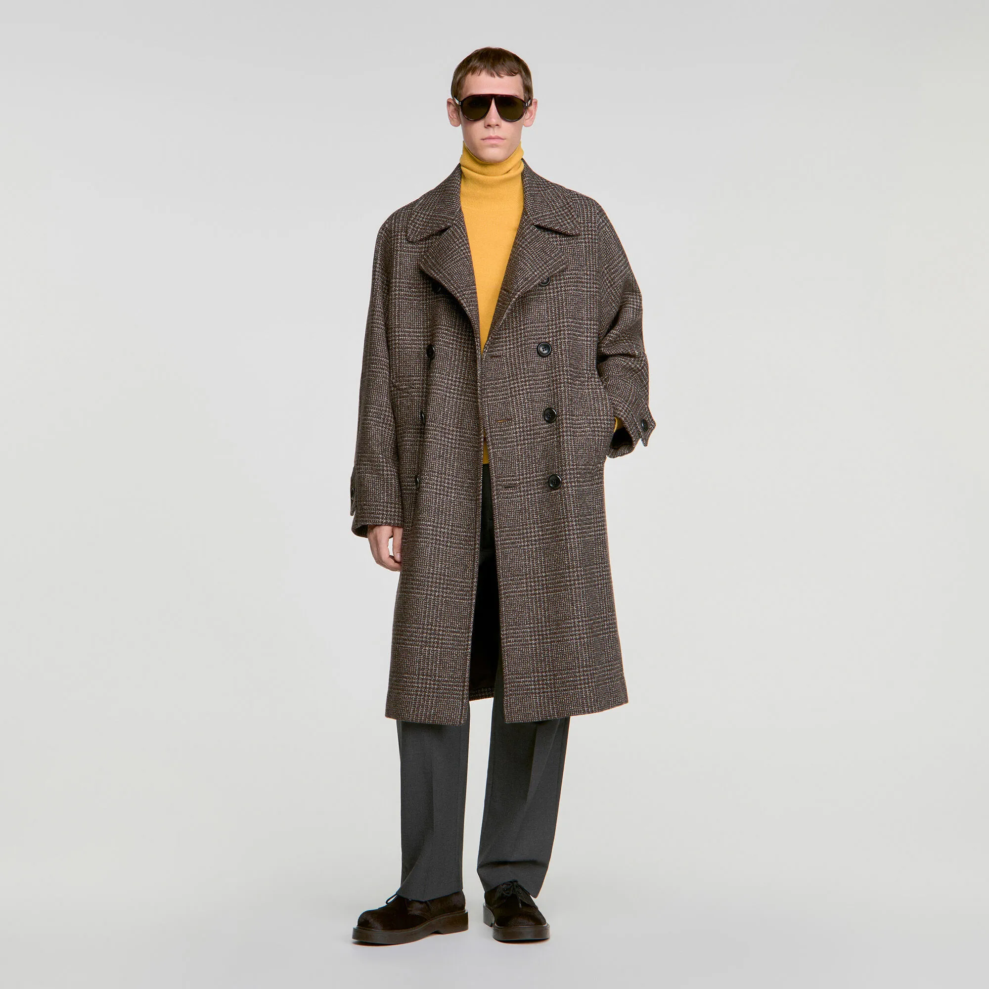 Manteau en laine à carreaux