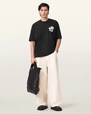 ALLSAINTS Orlando Logo Print Oversized T-Shirt Jet Black — photo 4