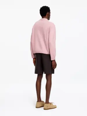Pull en maille à col rond - Rose poudré — photo 2