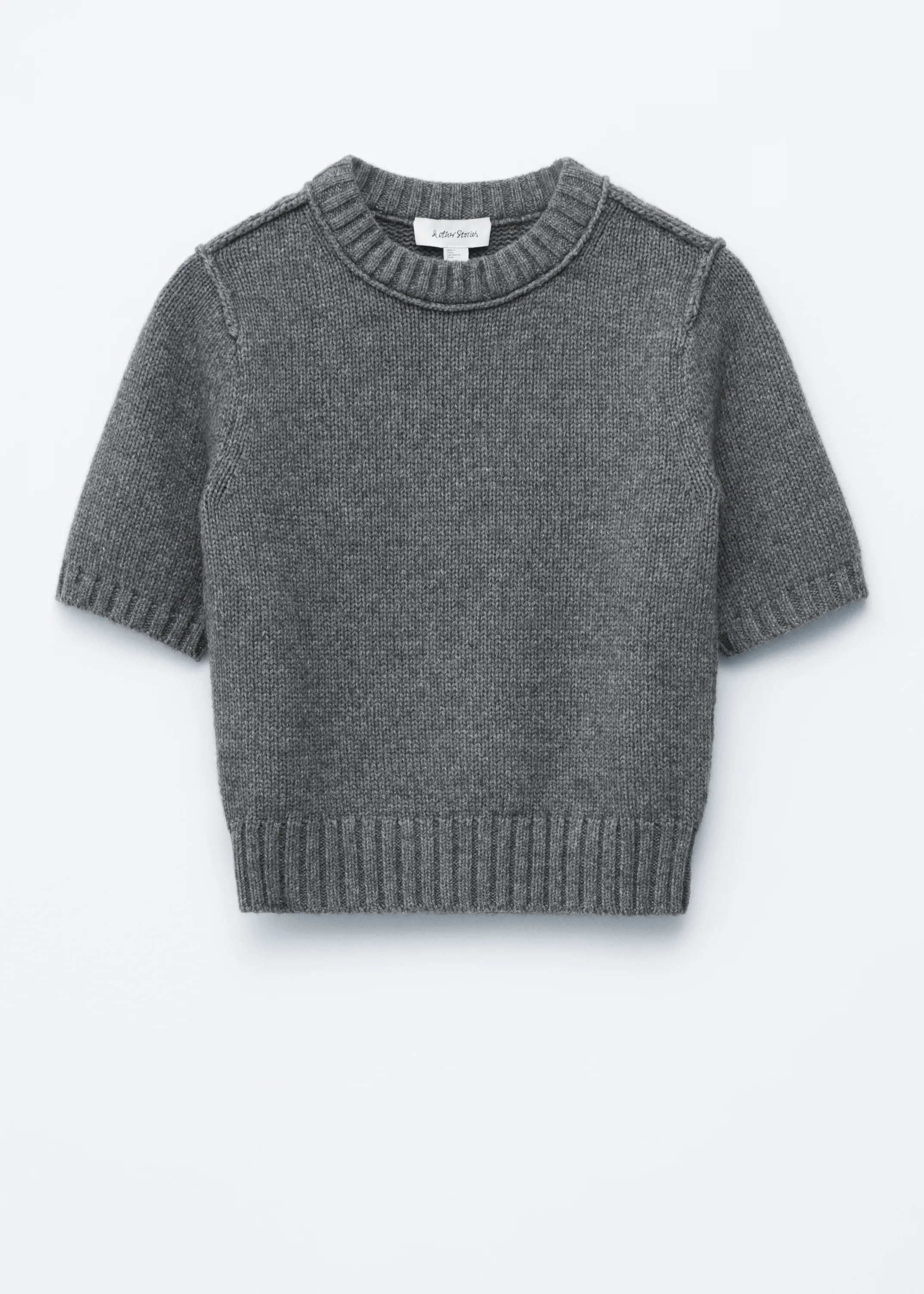 T-shirt côtelé - Gris chiné foncé