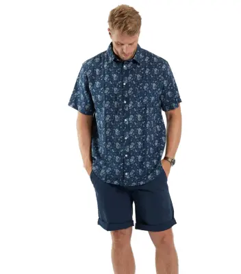 ALL SIZE GRANDE LONGUEUR CHEMISE FLEURS Marine — photo 5