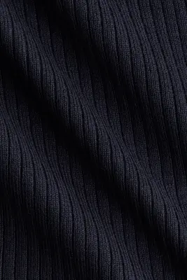 Rib-knit turtleneck top - Bleu marine — photo 4