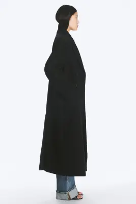 LOGAN MANTEAU CROISÉ EN LAINE MÉLANGÉE - Noir — photo 4