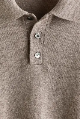 Polo Regular Fit en maille - Beige — photo 5