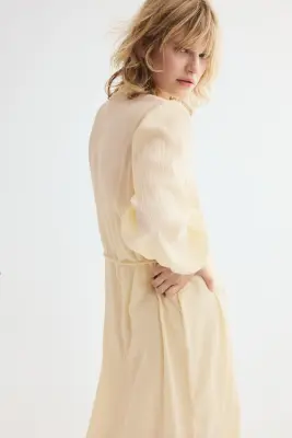 Robe en coton avec dentelle - Jaune clair — photo 2