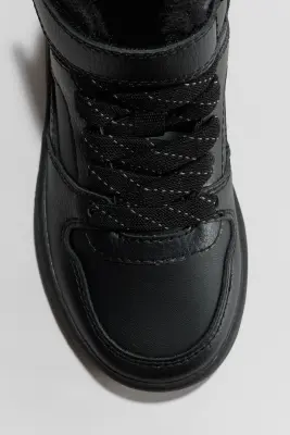 Warm-lined hi-top trainers - Noir — photo 1