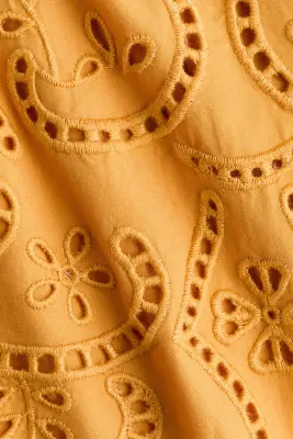 Robe dos nu avec broderie anglaise - Jaune — photo 5