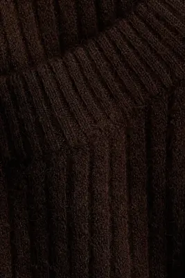 Pull en maille côtelée - Marron foncé — photo 5