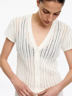 Cardigan en maille crochetée - Blanc — photo 3