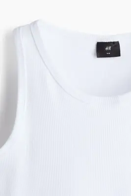 Débardeur côtelé Slim Fit - Blanc — photo 4
