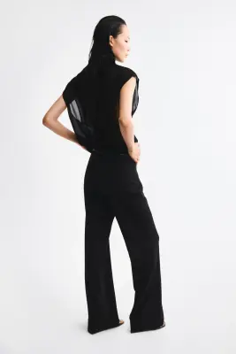 Pantalon droit avec ceinture - Noir — photo 3