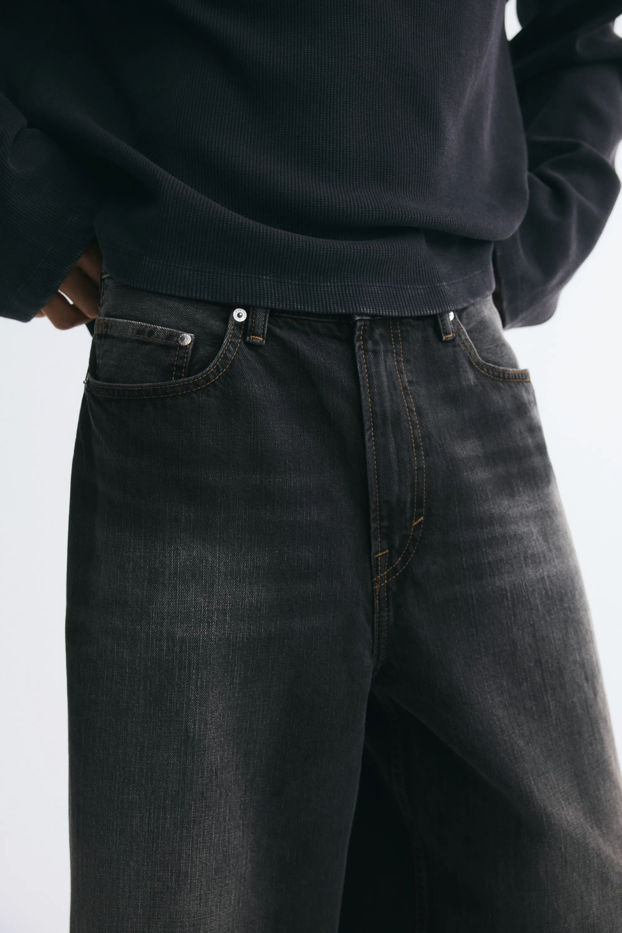 Baggy Jeans - Gris denim foncé délavé