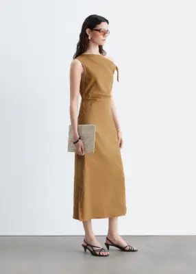 Robe midi asymétrique - Marron Clair — photo 3