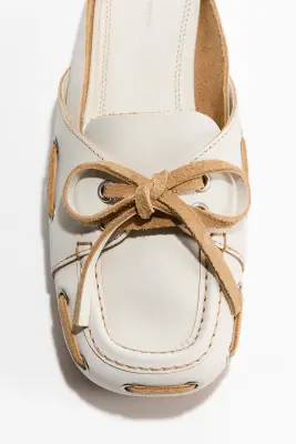 Mules mocassins en cuir - Crème — photo 2