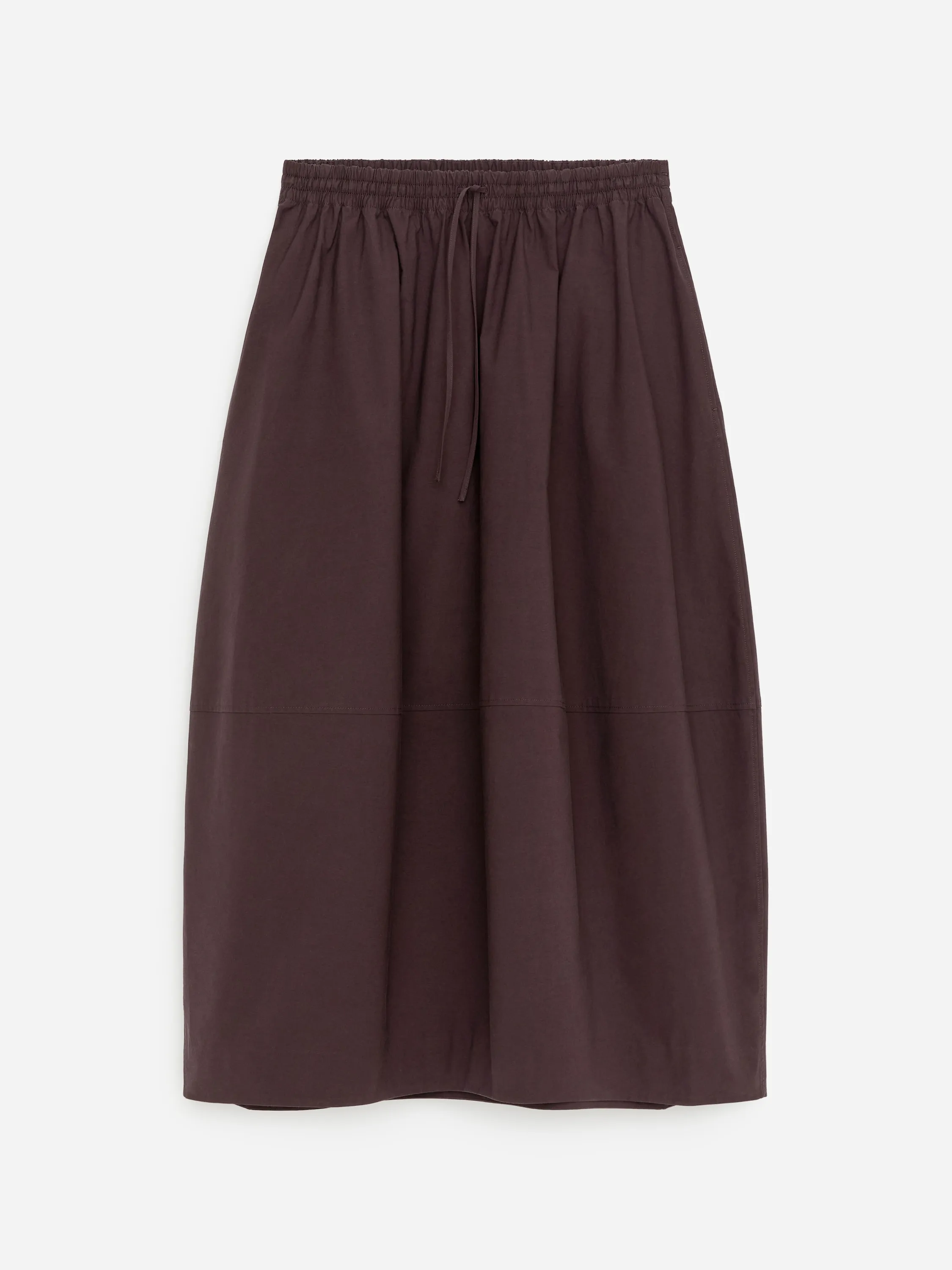 Jupe mi-longue en coton - Marron foncé