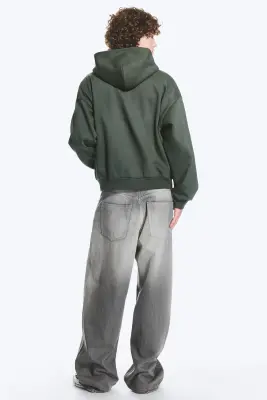 Sweat à capuche zippé ample - Vert foncé — photo 2