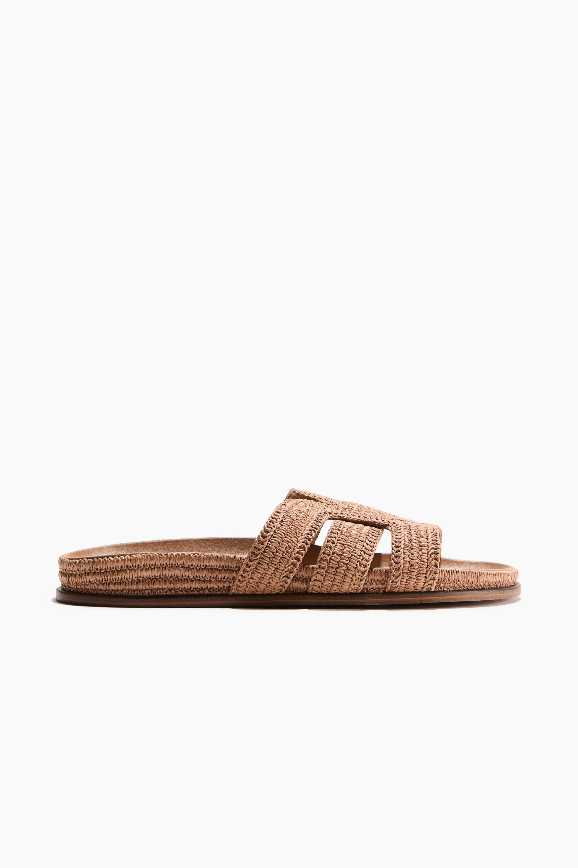 Sandales en paille tressée - Beige foncé