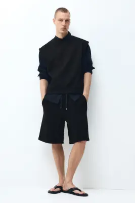 Short Relaxed Fit en scuba - Noir — photo 2