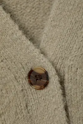 Cardigan côtelé à col en V - Taupe cendré — photo 3