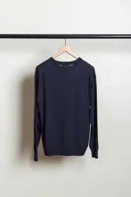 Roberto Collina – KNIT LS CREWNECK SWEATER 263MYB01101 – NAVY — photo 4