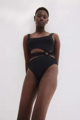 Maillot de bain paddé High Leg - Noir — photo 2