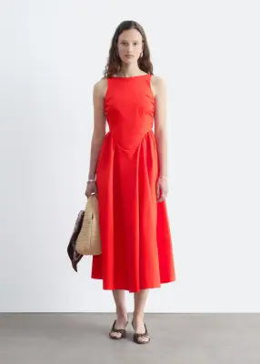 Robe midi avec liens au dos - Rouge — photo 2