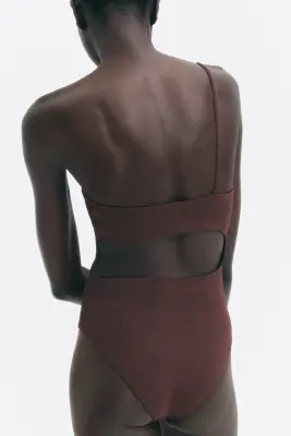 Maillot de bain paddé High Leg - Marron foncé — photo 2