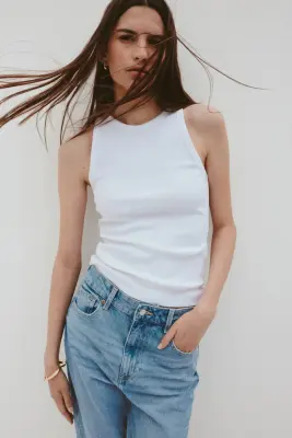 Mom Slim Fit High Waist Ankle Jeans - Bleu denim clair — photo 1