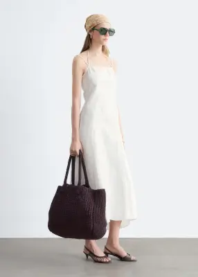 Robe midi en lin - Blanc — photo 5