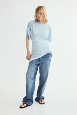 Top asymétrique en jersey jacquard - Bleu clair — photo 1