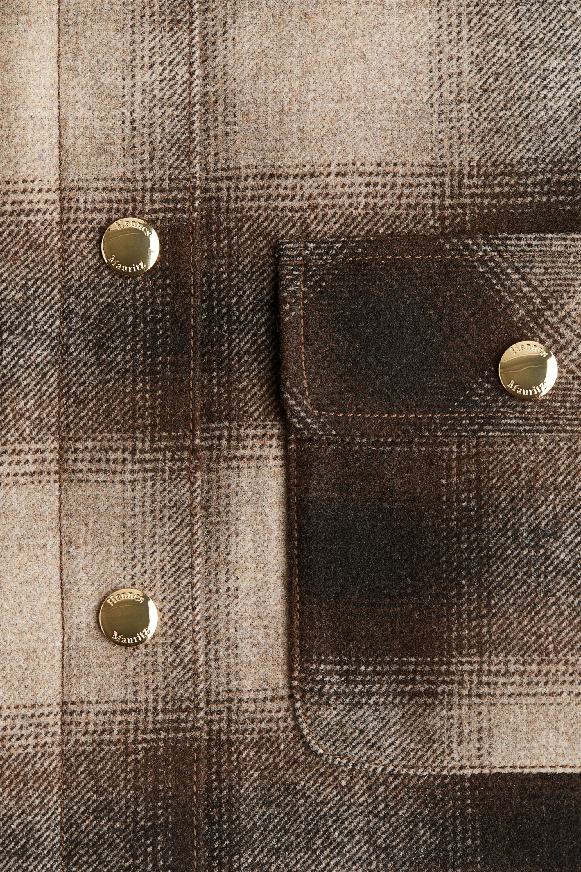 Veste-chemise oversize - Marron foncé/carreaux