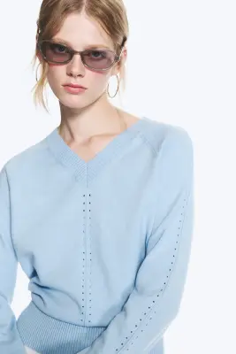 Pull en maille - Bleu clair cendré — photo 2