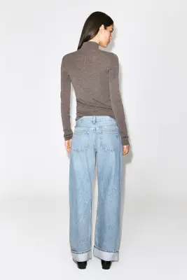 JEAN FOLDE À JAMBE INCURVÉE ET REVERS - BLEU — photo 3