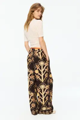 Pantalon en twill avec imprimé fleuri - Noir/fleuri — photo 2