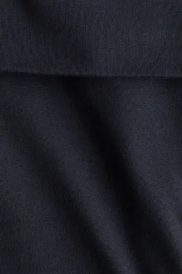 Pantalon en coton avec ceinture repliée - Bleu marine — photo 4