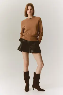 Pull à encolure en V - Beige foncé — photo 1
